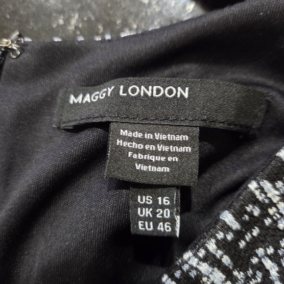 Maggy London Black and White Tweed Shift Dress - Size 16 - Picture 3 of 5